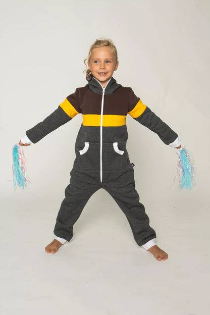 Sofa Killer grafito spalvos vaikiškas kombinezonas rudais pečiais