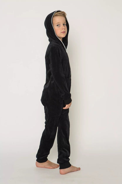 Sofa Killer juodas vaikiškas veliūrinis kombinezonas