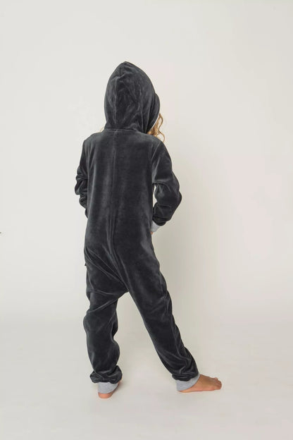 Sofa Killer tamsiai pilkas pelenų spalvos vaikiškas veliūrinis kombinezonas