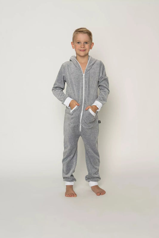 Sofa Killer šviesiai pilkas vaikiškas veliūrinis kombinezonas
