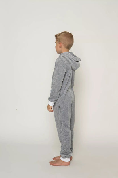 Sofa Killer šviesiai pilkas vaikiškas veliūrinis kombinezonas