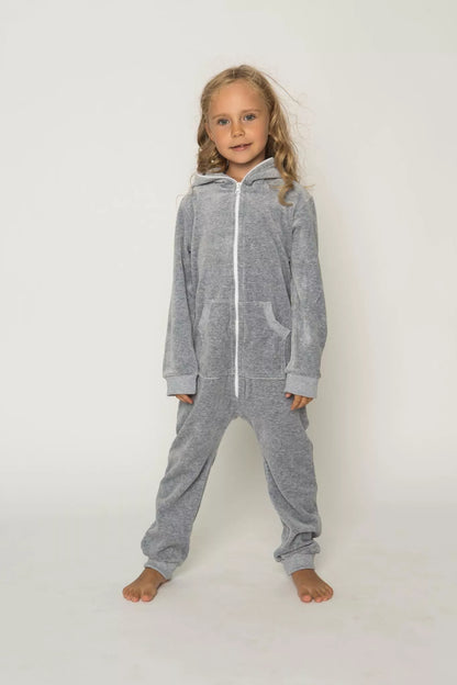 Sofa Killer šviesiai pilkas vaikiškas veliūrinis kombinezonas